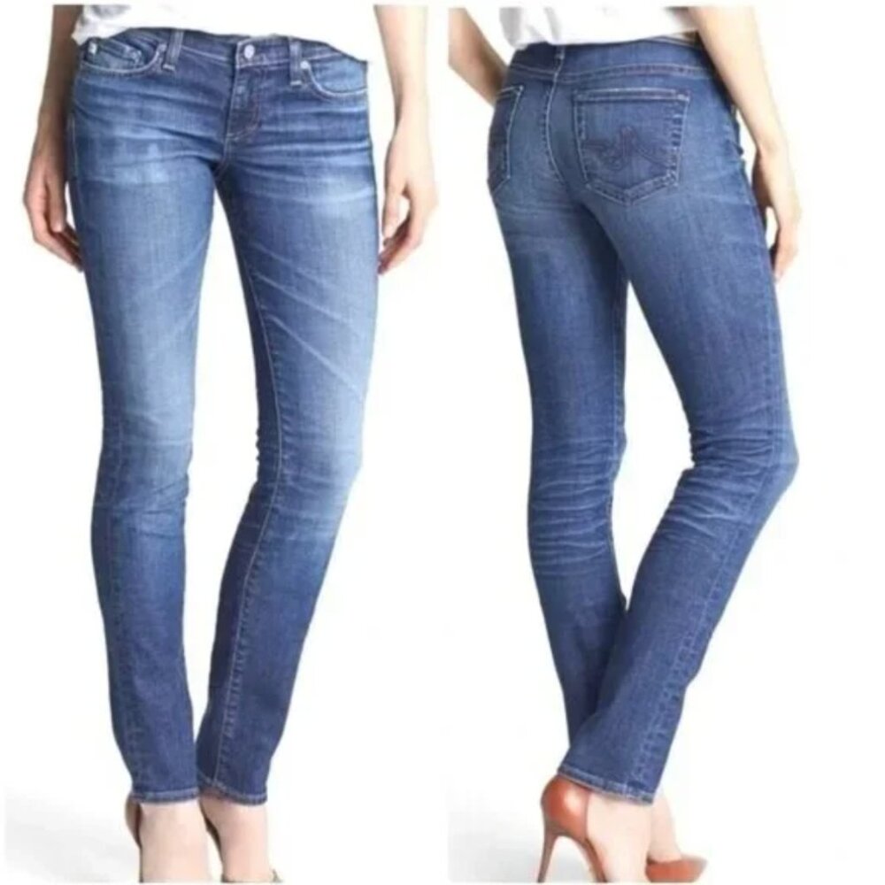 AG Adriano Goldschmied The Premiere Skinny Straight Medium distress Jean, 32 EUC